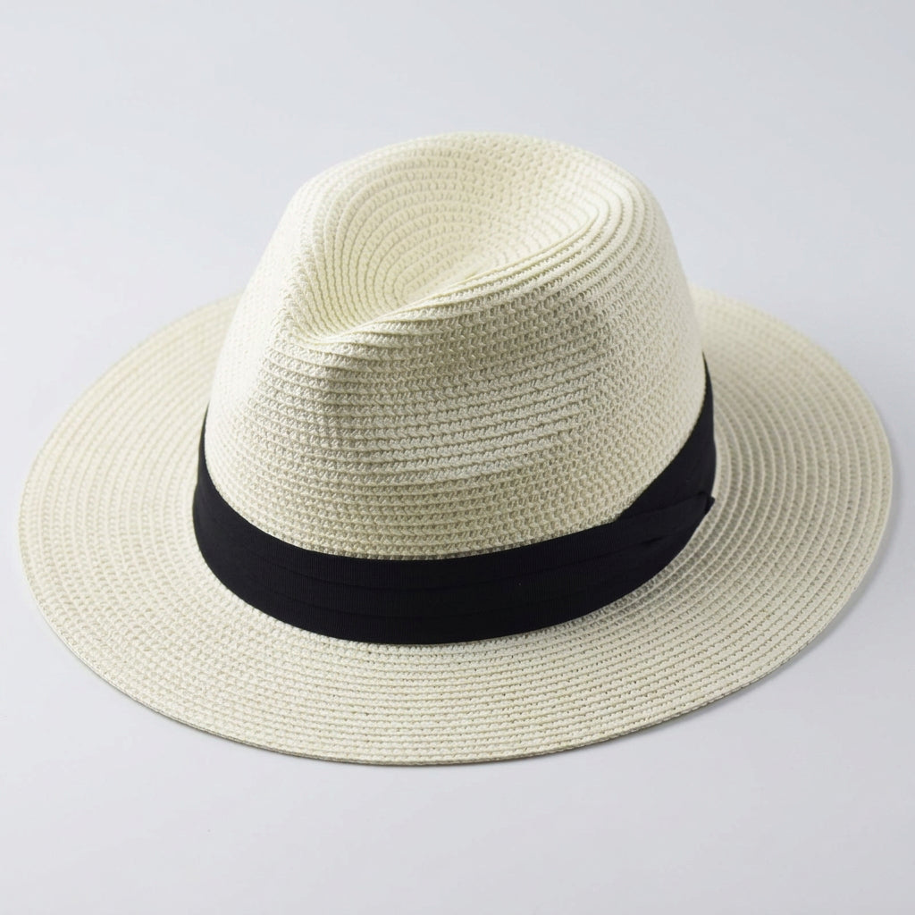 Handwoven Straw Panama Hat with Contrast Band
