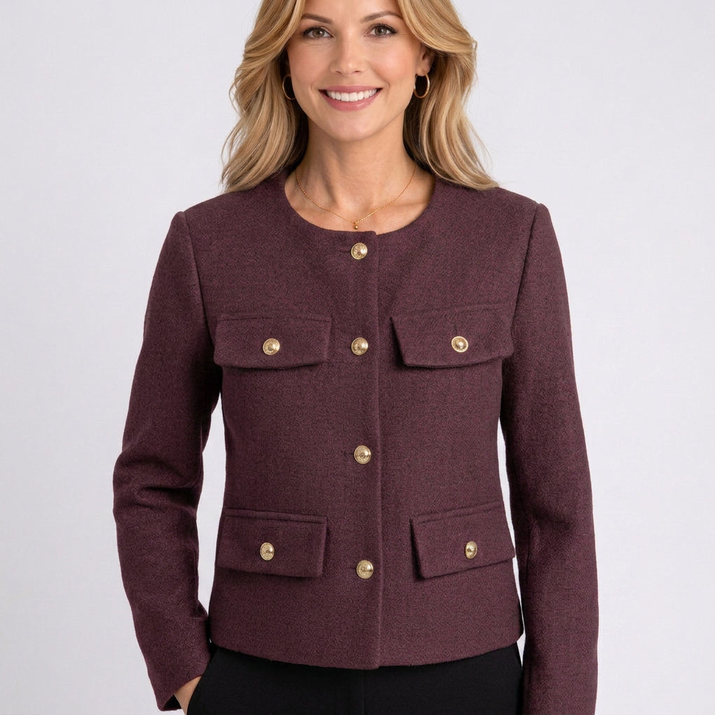Jacket – Button Front Cropped Tailored Style