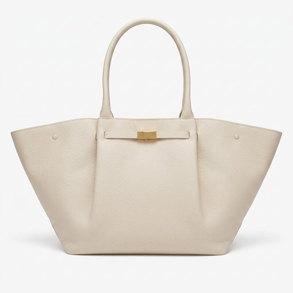 Structured Winged Tote Bag with Gold Clasp