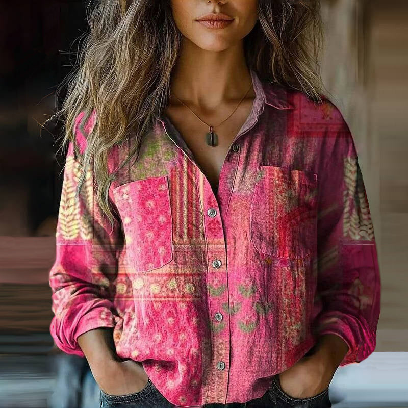 Bandana Print Ombre Button-Up Shirt