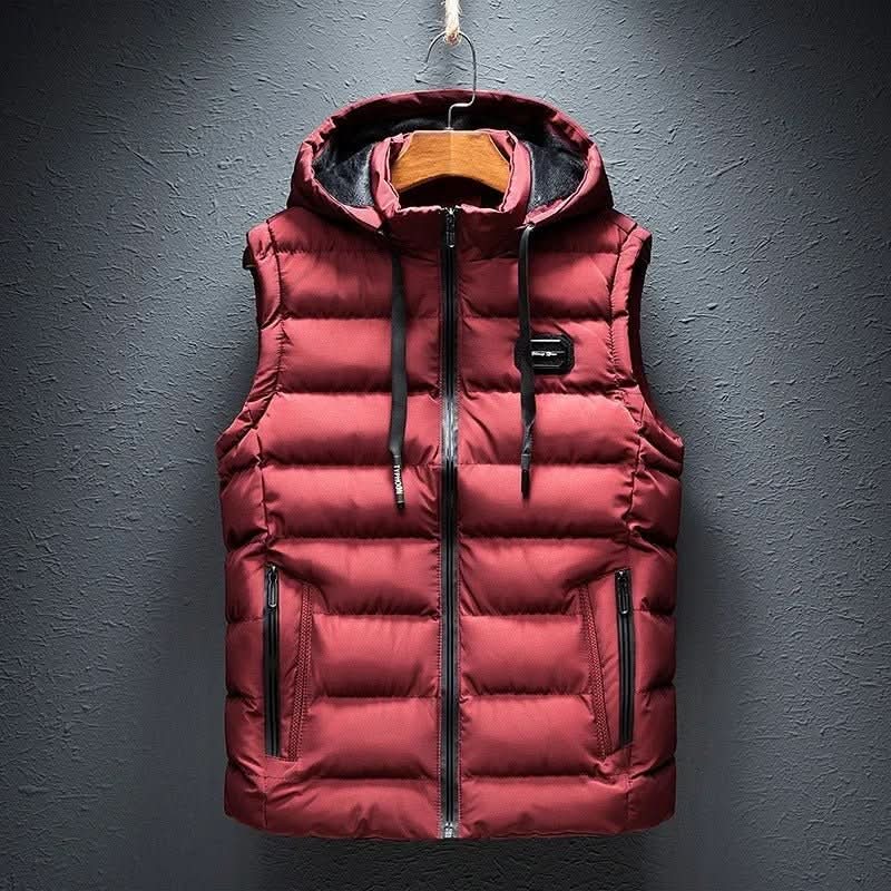 Men's Hooded Quilted Puffer Gilet with Zip Pockets