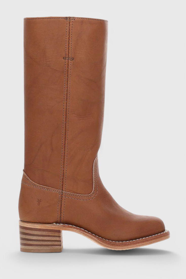 Women's Knee-High Boots with Stacked Block Heel