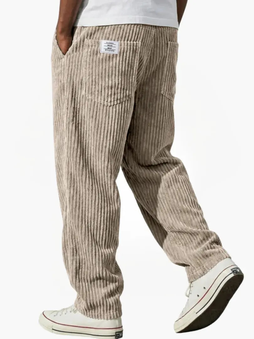 Men's Wide Leg Corduroy Trousers with Patch Pocket