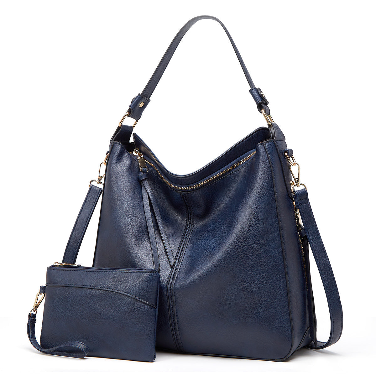 Women's Hobo Bag with Detachable Pouch and Strap