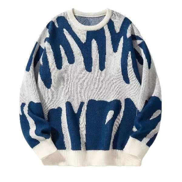 Men's Abstract Print Oversized Knit Sweater