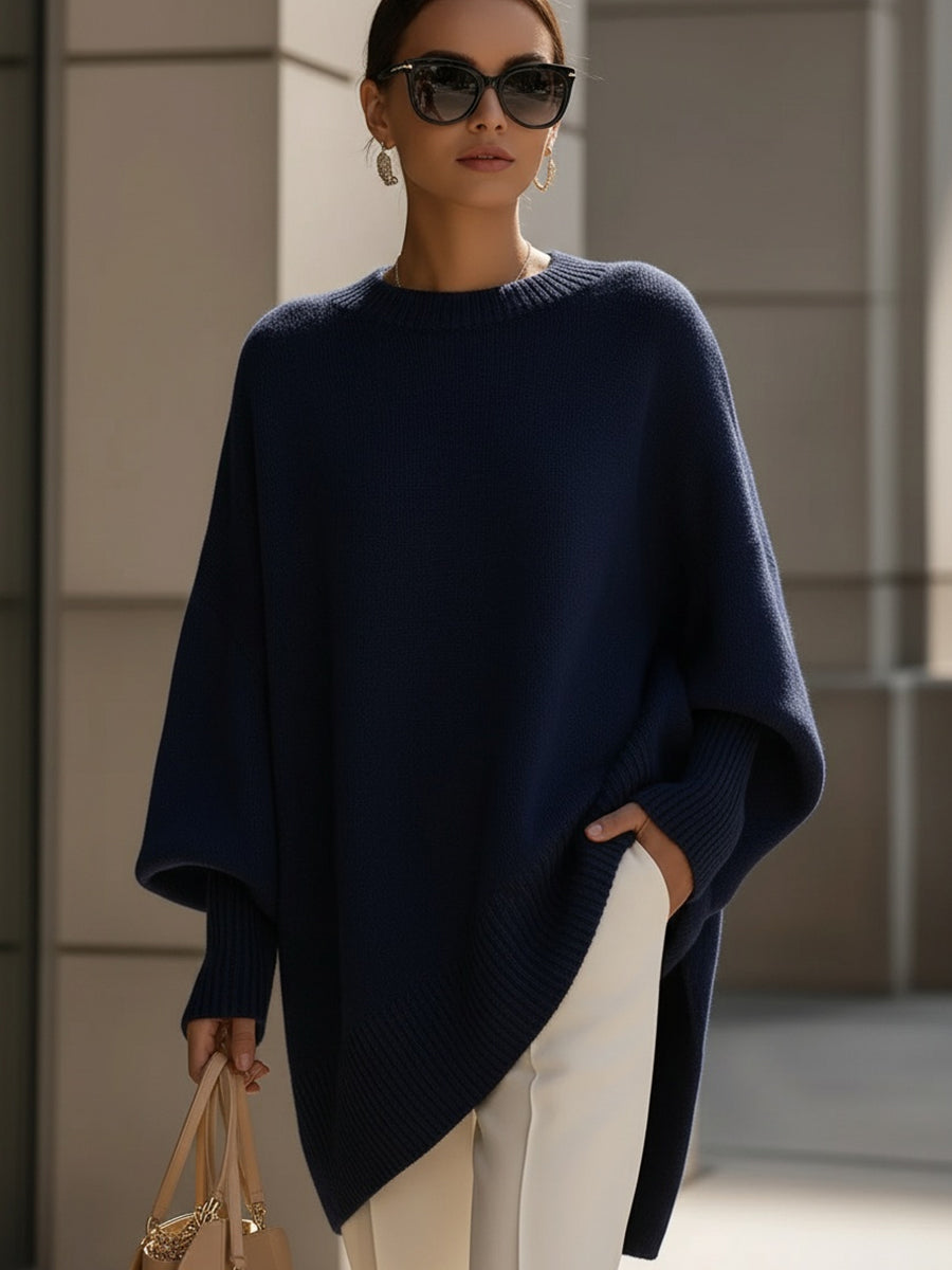 Women's Oversized Asymmetric Hem Knit Sweater