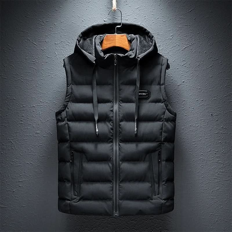 Men's Hooded Quilted Puffer Gilet with Zip Pockets