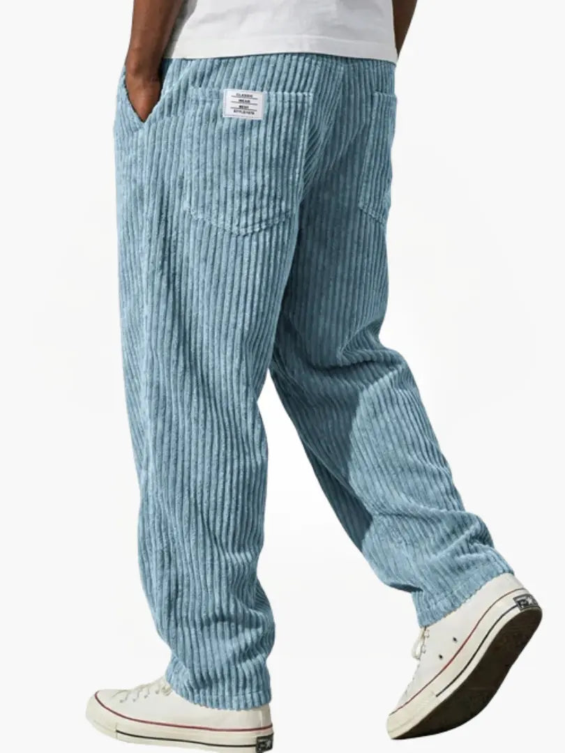 Men's Wide Leg Corduroy Trousers with Patch Pocket
