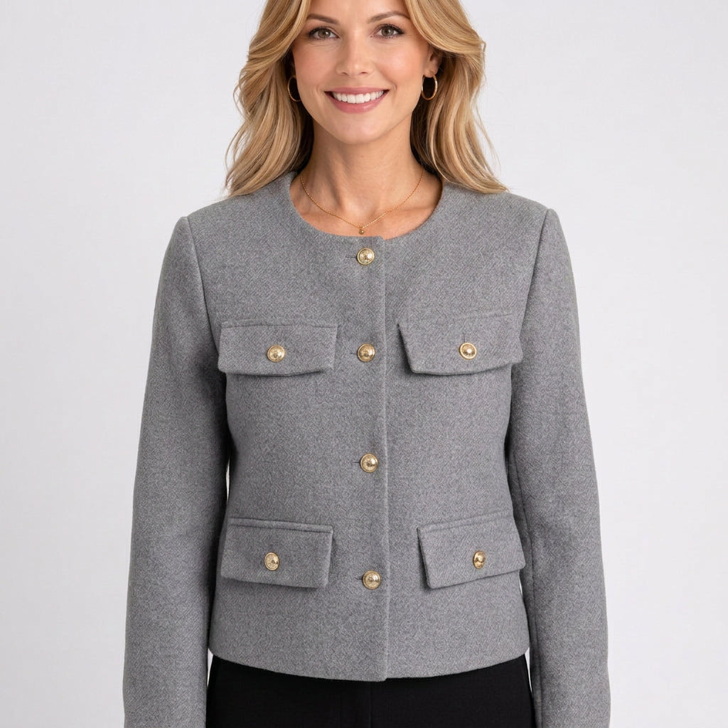 Jacket – Button Front Cropped Tailored Style