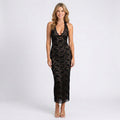 Lace Maxi Dress – Halter Neck Bodycon Style