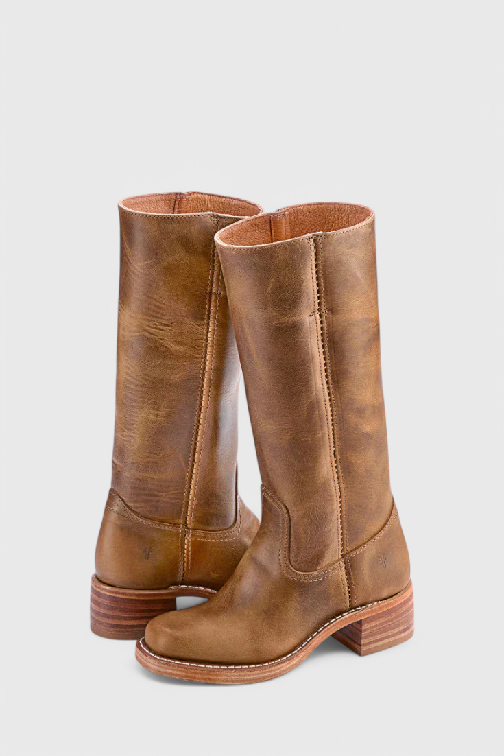 Women's Knee-High Boots with Stacked Block Heel