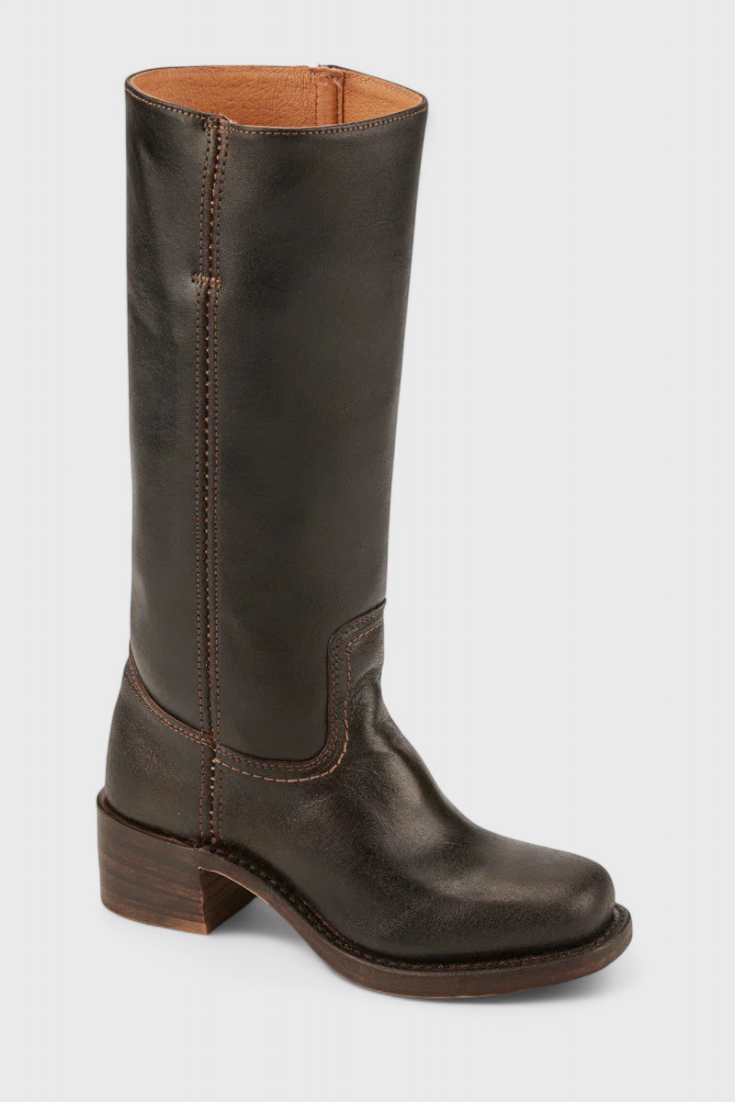 Women's Knee-High Boots with Stacked Block Heel