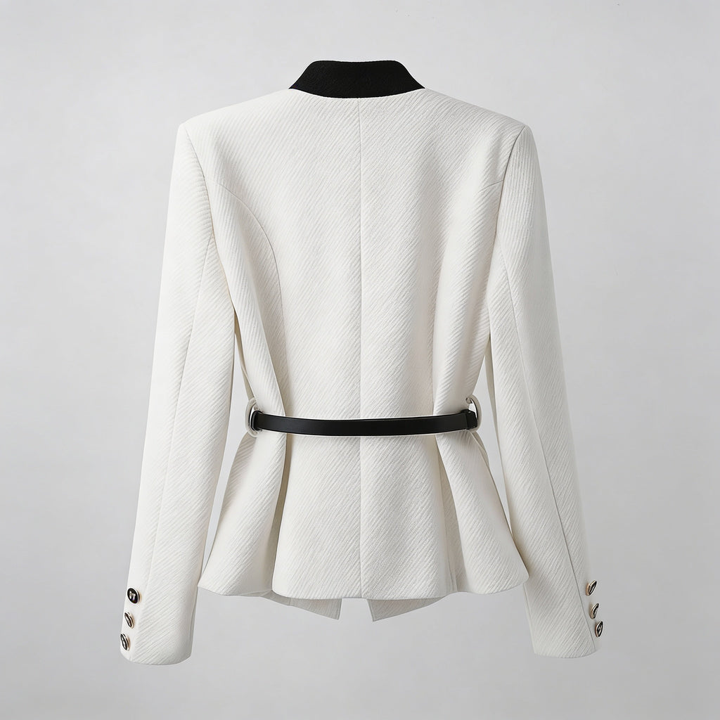 Boucle Jacket Women’s Black Trim Gold Button Blazer