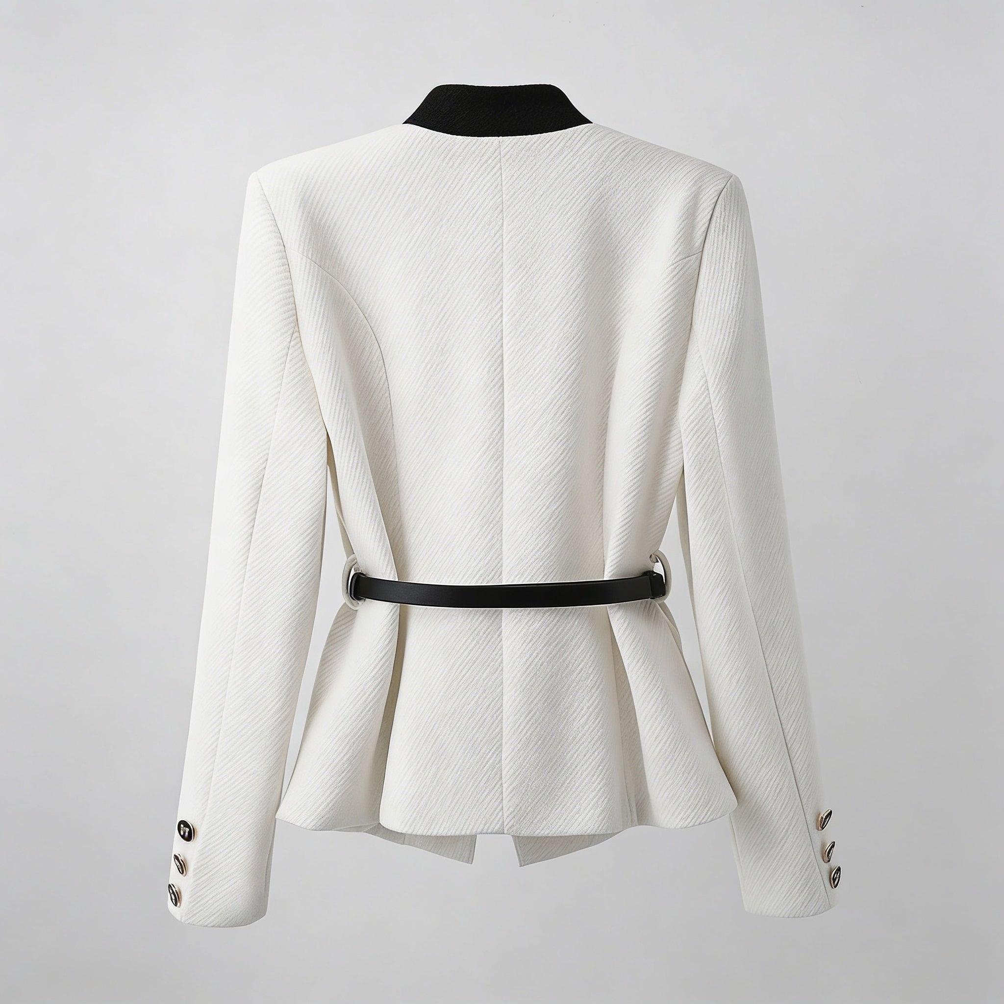Boucle Jacket Women’s Black Trim Gold Button Blazer