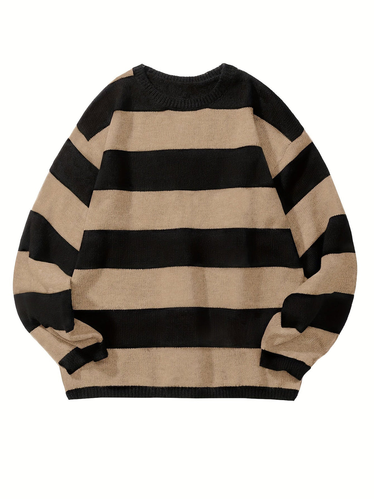 Men's Striped Oversized Knit Crewneck Sweater