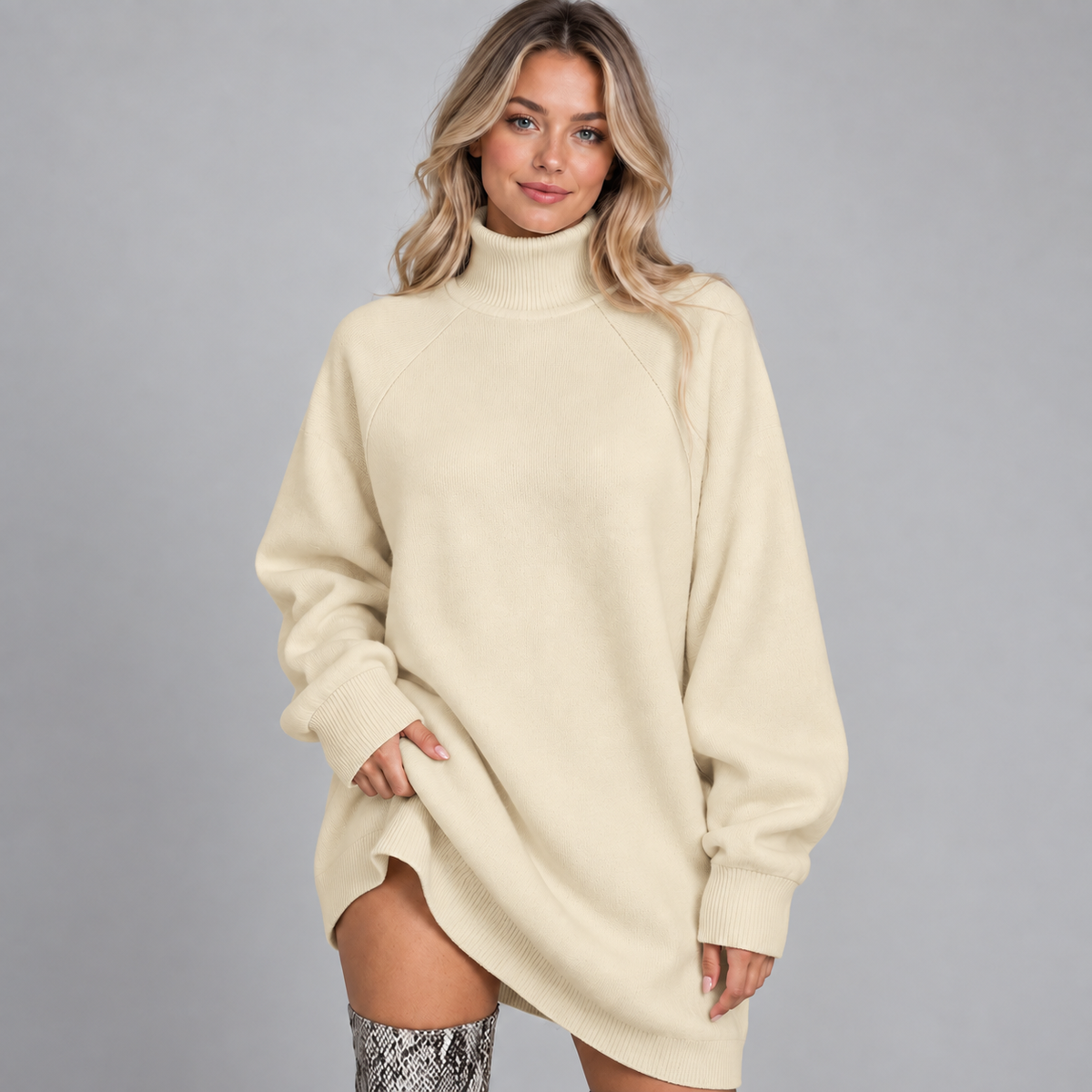 Women's Oversized Turtleneck Sweater Dress