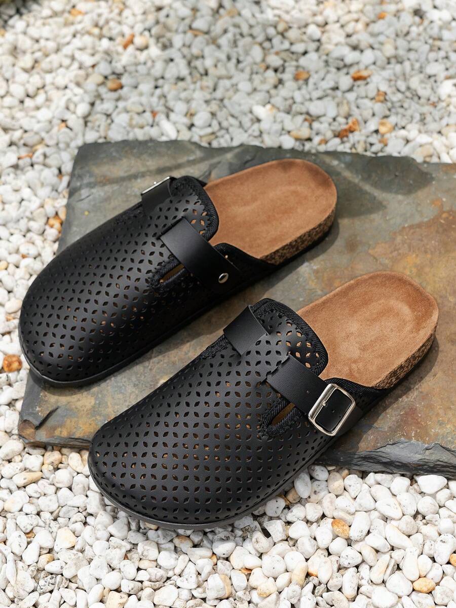 Men's Suede-Effect Closed Toe Buckle Sandals