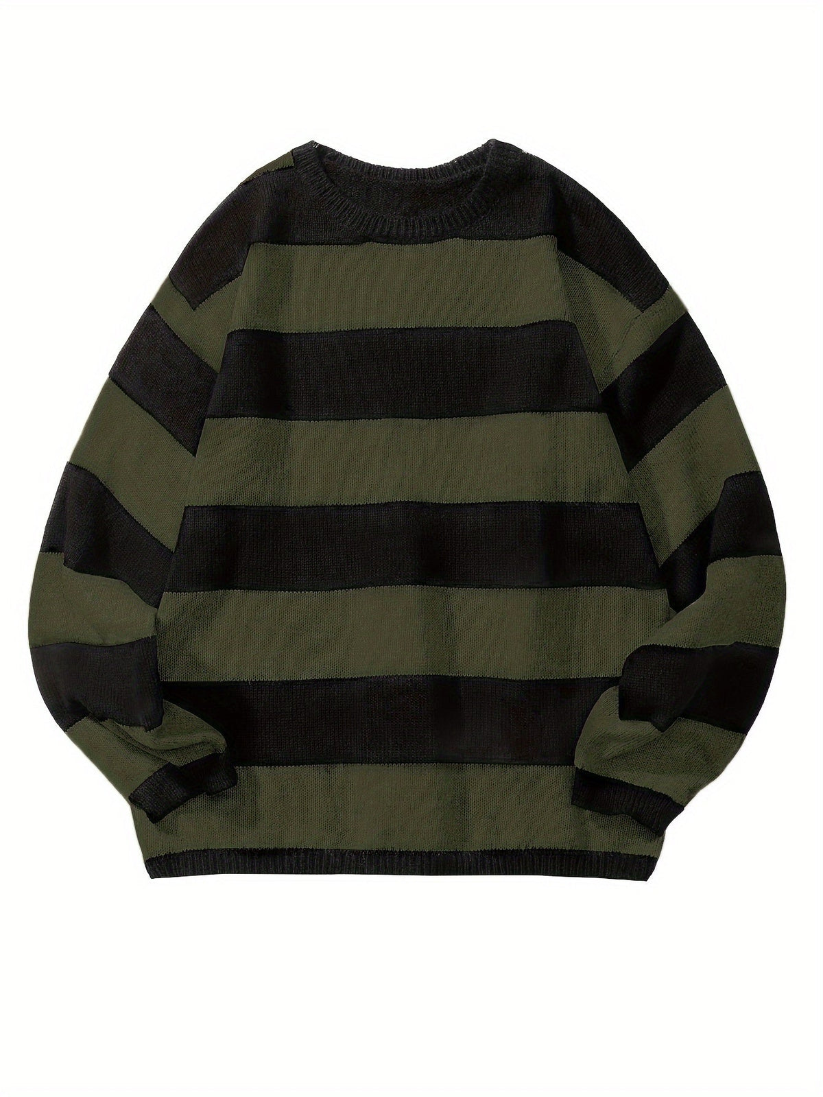 Men's Striped Oversized Knit Crewneck Sweater