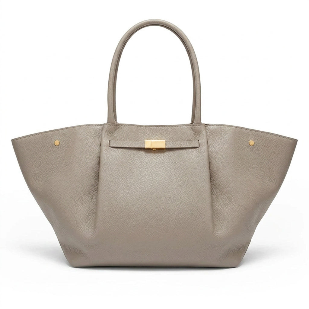 Structured Winged Tote Bag with Gold Clasp