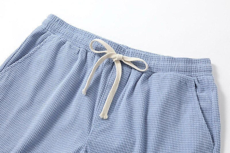Shorts en maille gaufrée avec taille à cordon de serrage