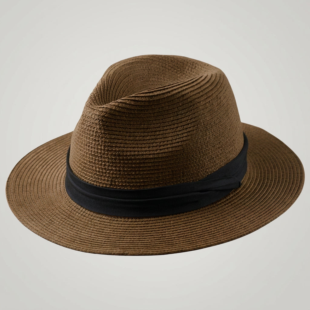 Handwoven Straw Panama Hat with Contrast Band