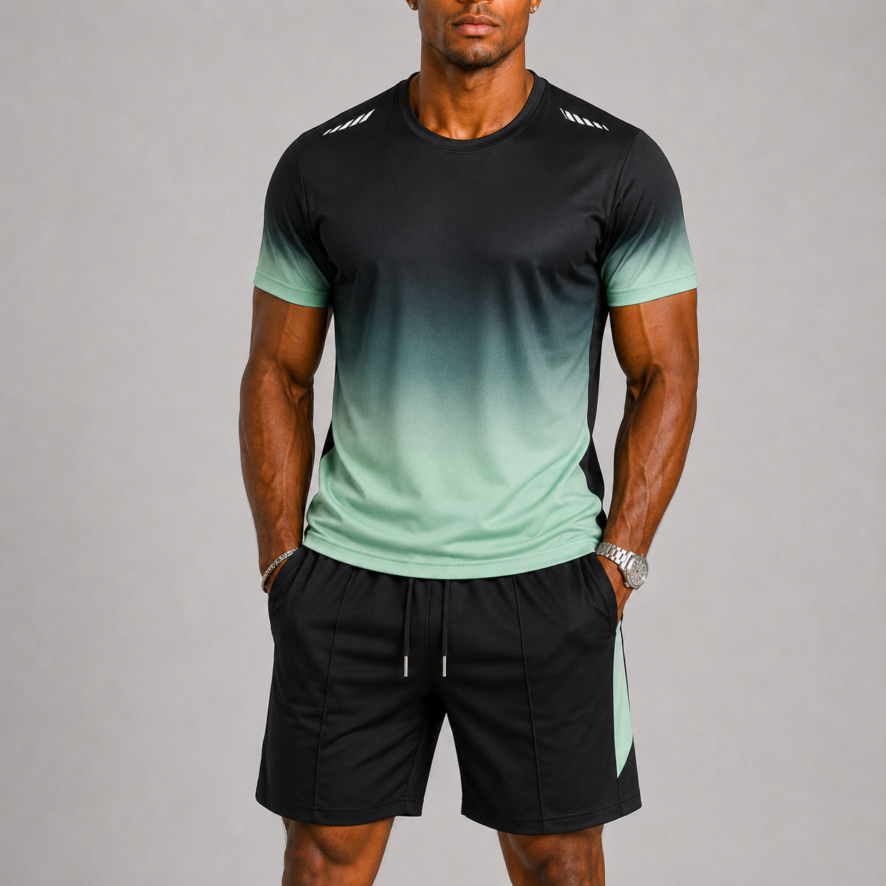 Ensemble deux pièces composé d’un tee-shirt de sport ombré et d’un short
