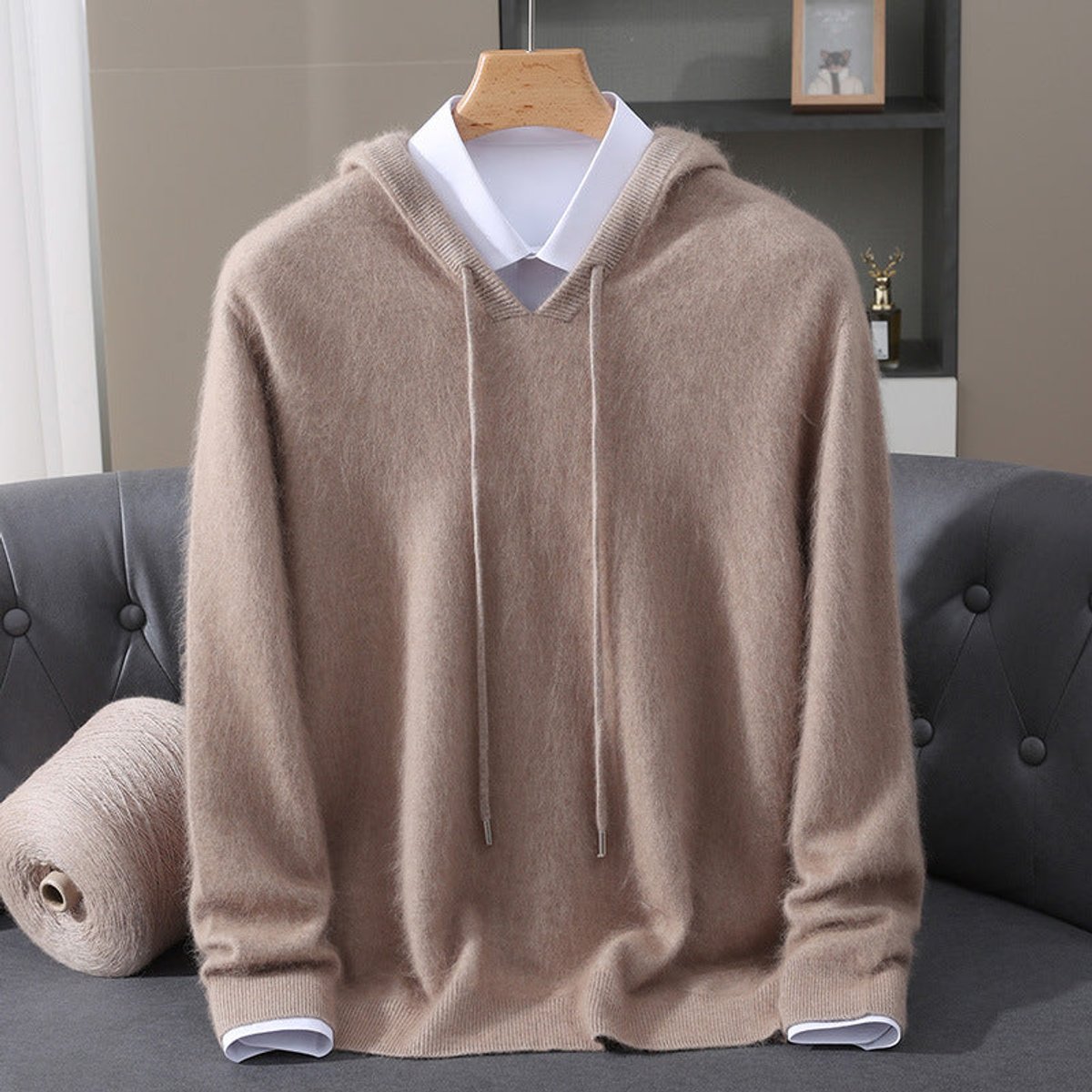 Men's Brushed Knit Hooded Pullover Sweater