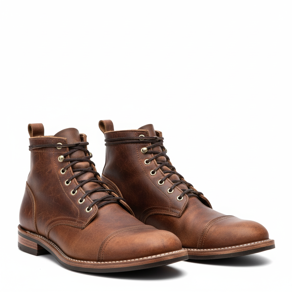 Men's Vintage Distressed Leather Lace-Up Boots