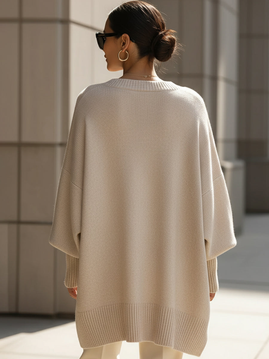 Women's Oversized Asymmetric Hem Knit Sweater