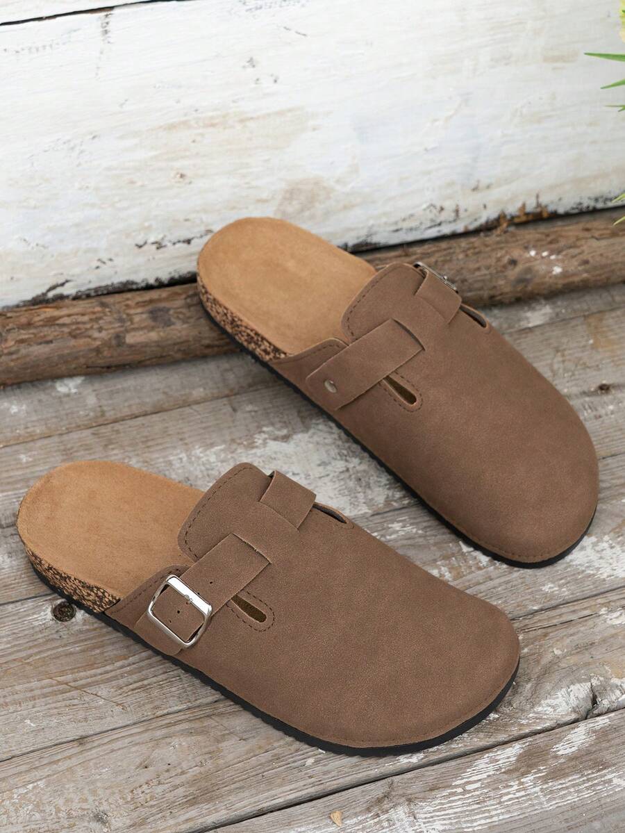Men's Suede-Effect Closed Toe Buckle Sandals