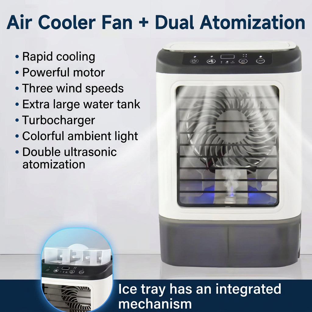 Portable Mini Air Cooler with Water Tank and LED Light