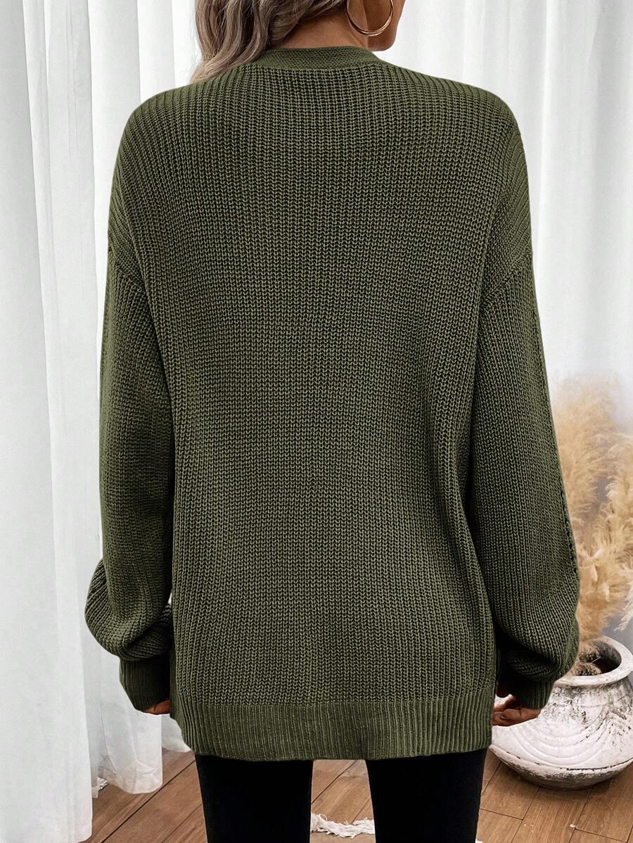 Women's Pointelle Knit Open Front Longline Cardigan