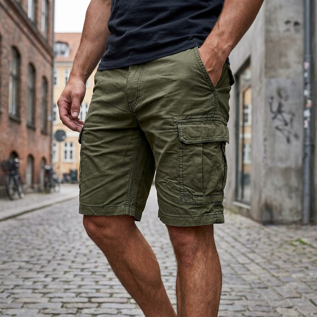Cotton Cargo Shorts with Utility Side Pockets