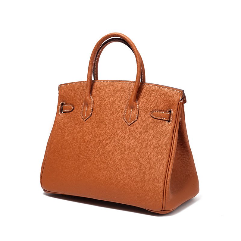 Structured Turn-Lock Tote Bag with Padlock Detail