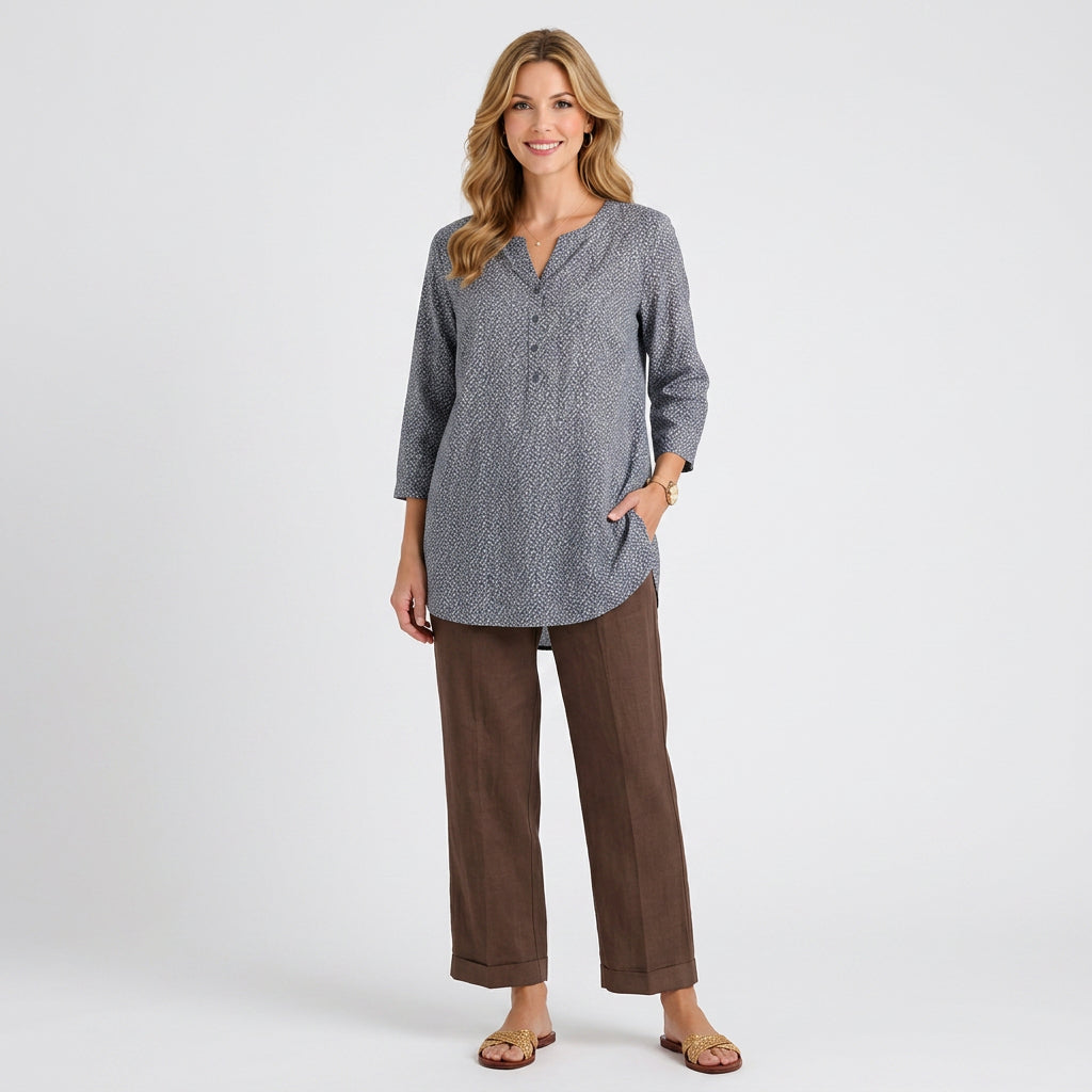Women’s Cropped Linen Pants – Elastic Waist Tapered Leg Style