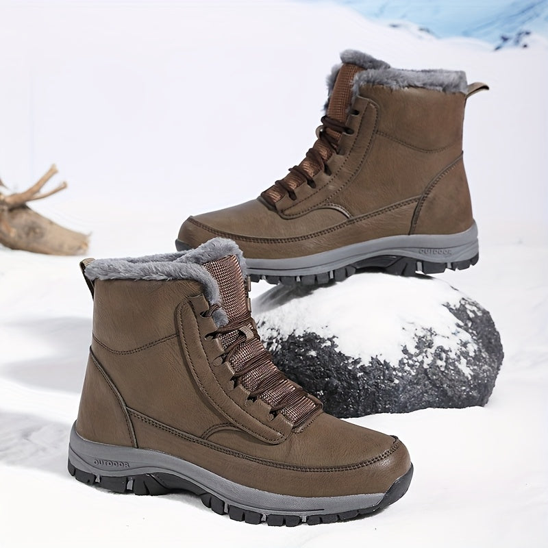 Women's Faux Fur Lined Lace-Up Hiking Snow Boots