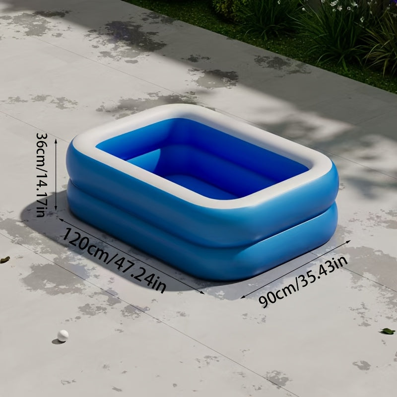 Inflatable Rectangular Family Swimming Pool with 3-Ring Design