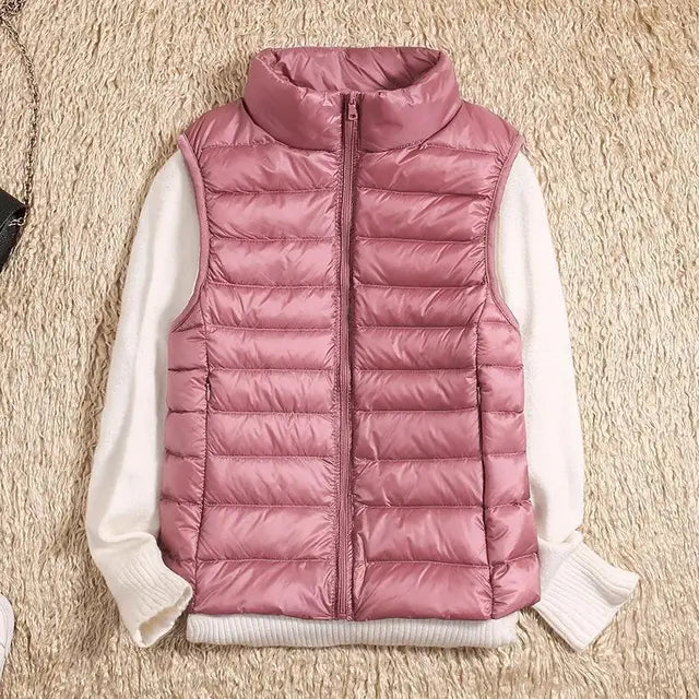 Zip-Front Stand Collar Quilted Puffer Gilet