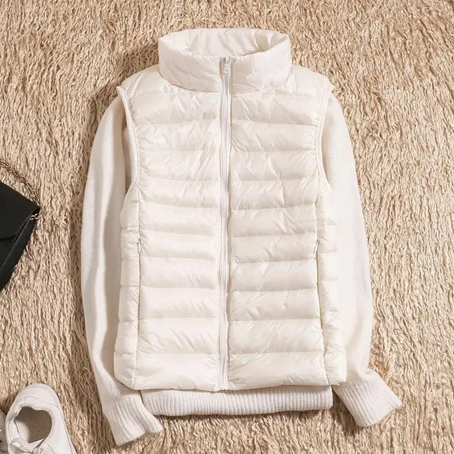 Zip-Front Stand Collar Quilted Puffer Gilet