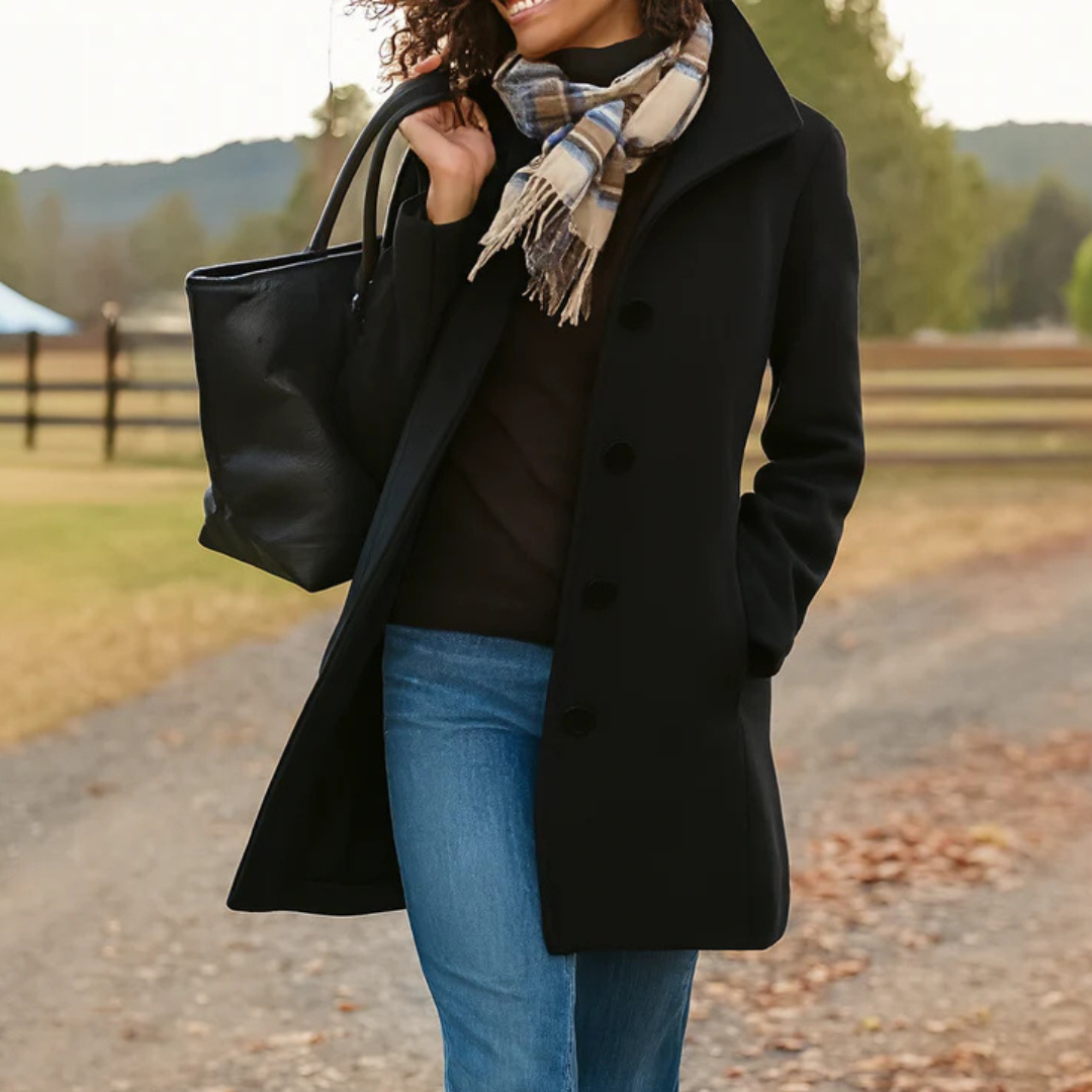 Women's Wool Blend Button-Up Longline Coat
