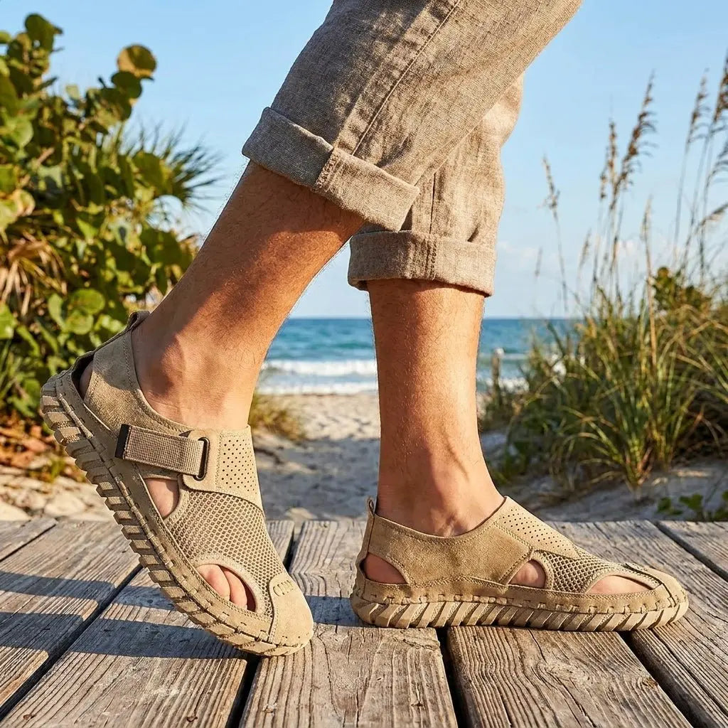 Sandales de sport pour homme en daim avec bride Velcro