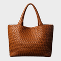Women's Woven Braided Handle Shoulder Tote Bag