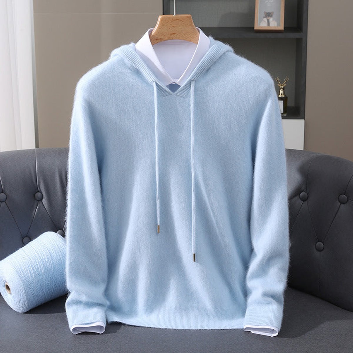 Men's Brushed Knit Hooded Pullover Sweater