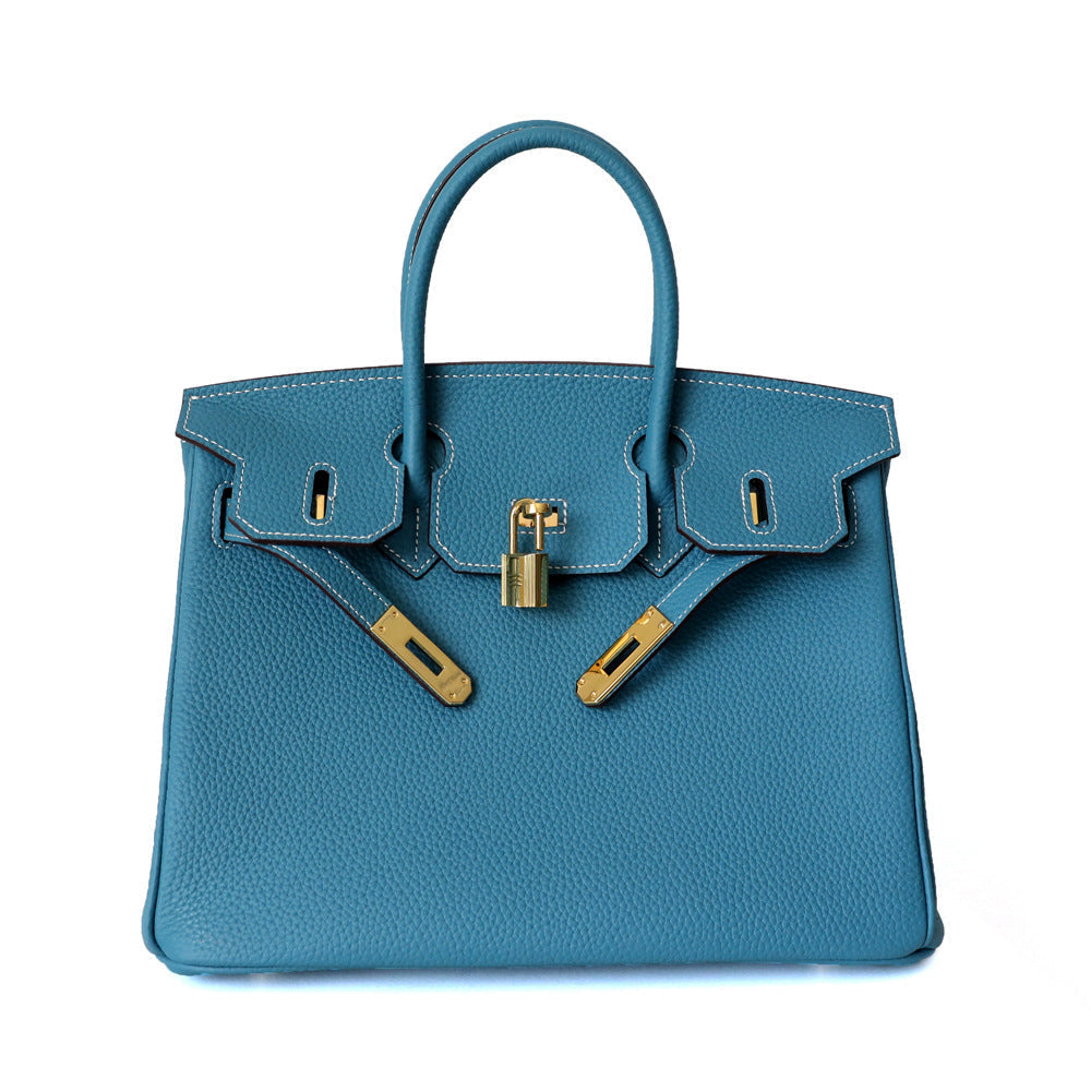 Structured Turn-Lock Tote Bag with Padlock Detail