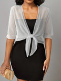 Sheer Tie-Front Cropped Chiffon Cardigan