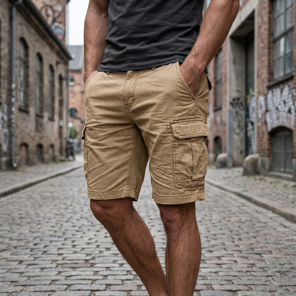 Cotton Cargo Shorts with Utility Side Pockets