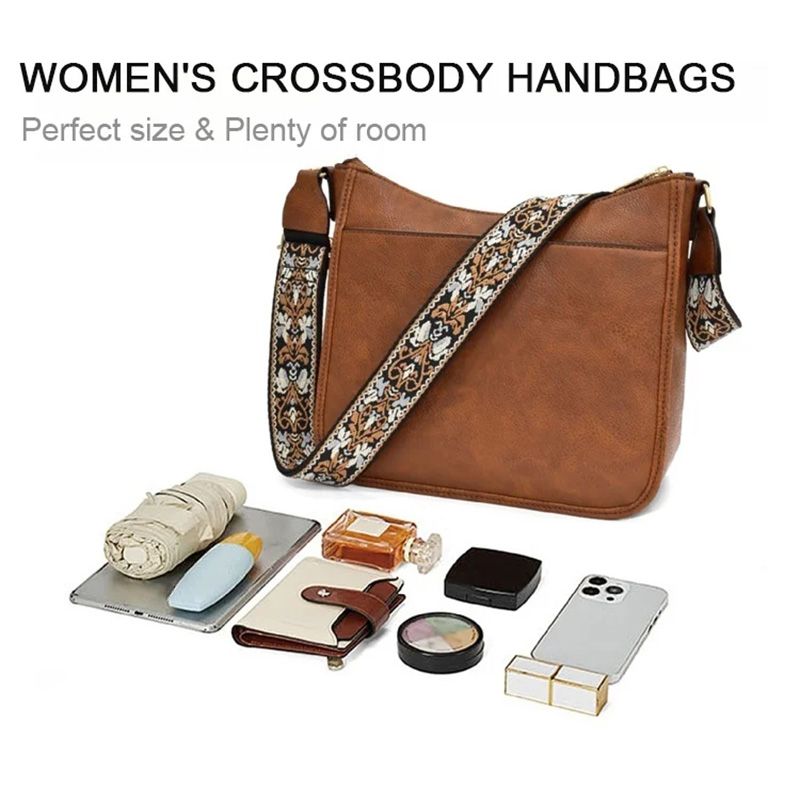 Crossbody Bag with Woven Jacquard Strap