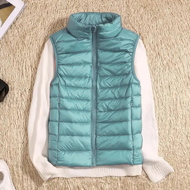 Zip-Front Stand Collar Quilted Puffer Gilet