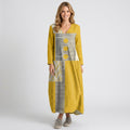 Women’s V Neck Midi Dress – Long Sleeve Geometric Print Style