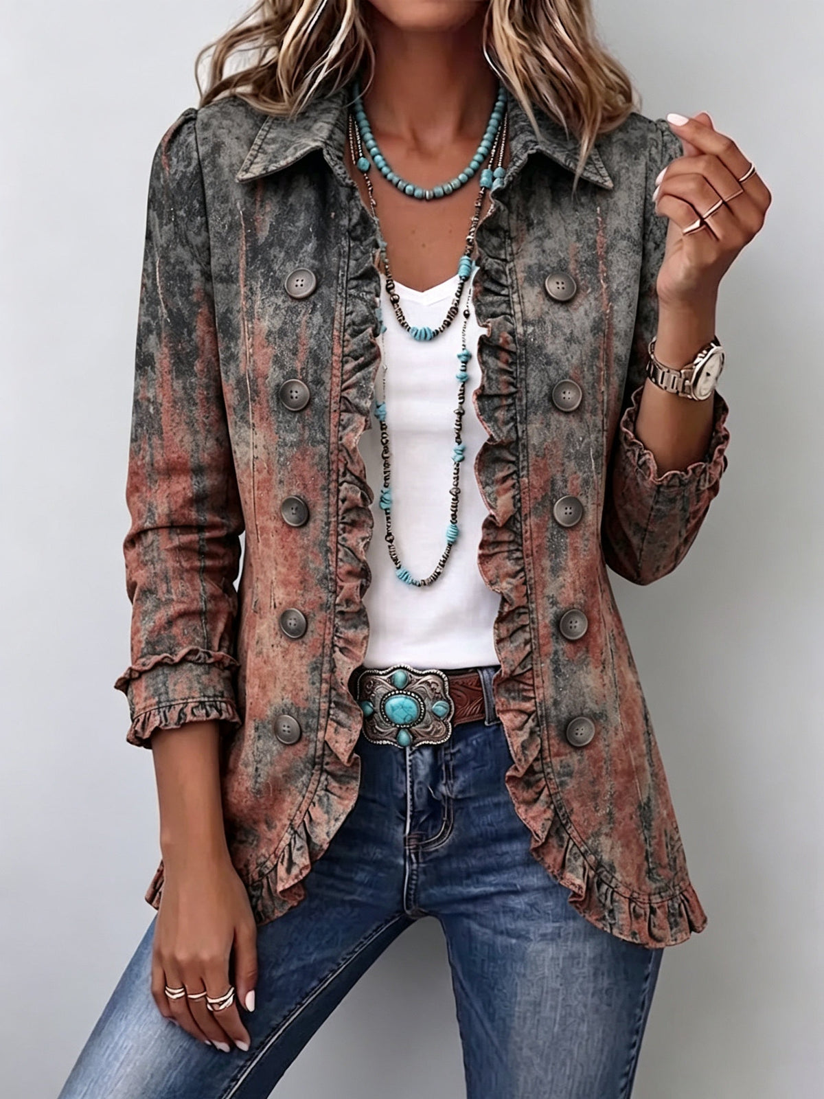 Veste longue contrastée pour femme